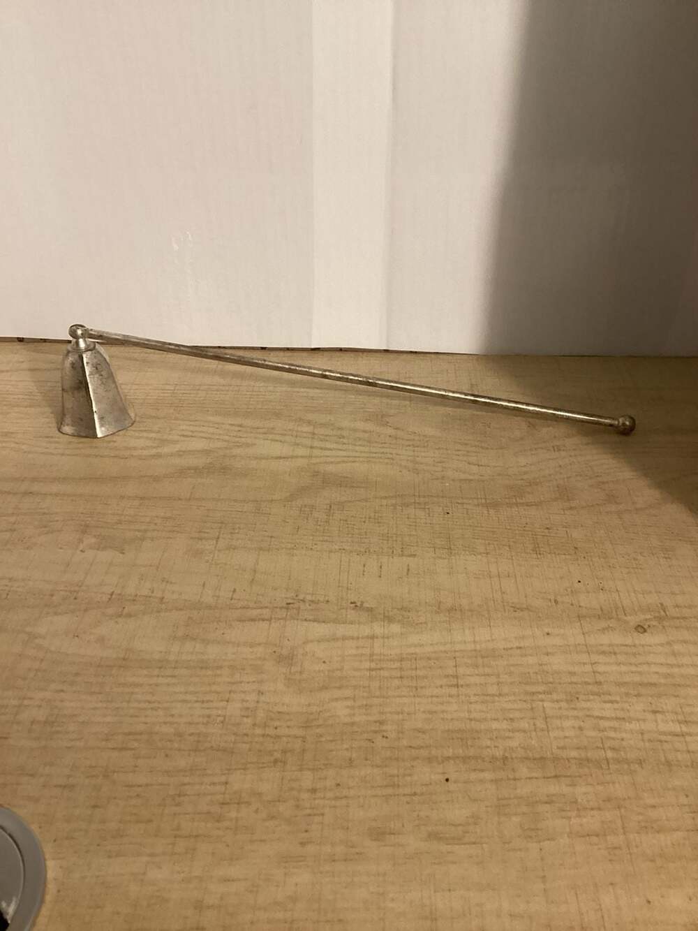 Vintage Silver Plated Metal Candle Snuffer Extinguisher with Long Handle